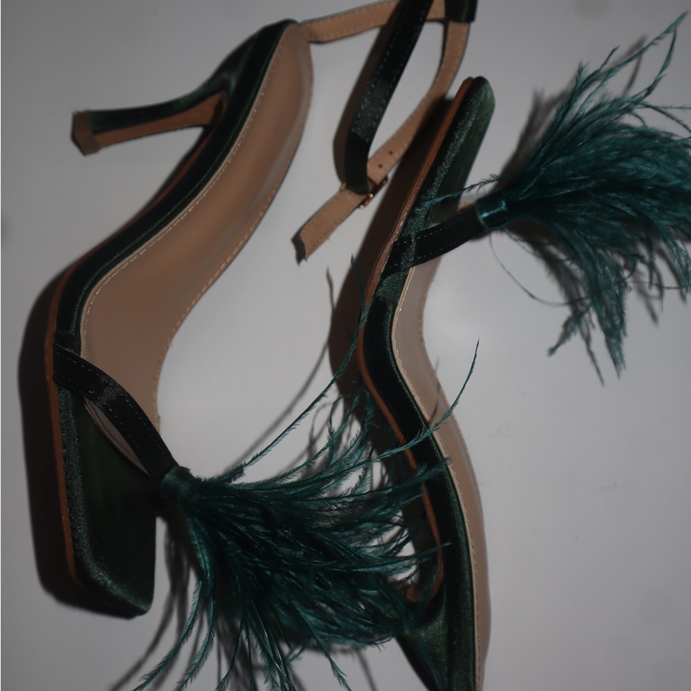 Dark green feather heels